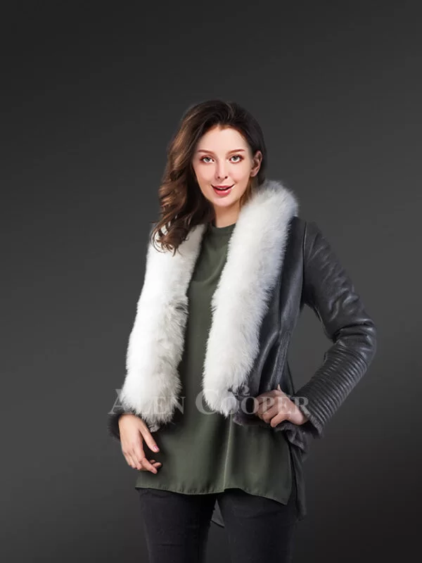 Short Shearling Jacket With Arctic Fox Fur for Women with Perfect Style