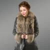 Black Women Coat with Fox Fur Coat and Cuffs