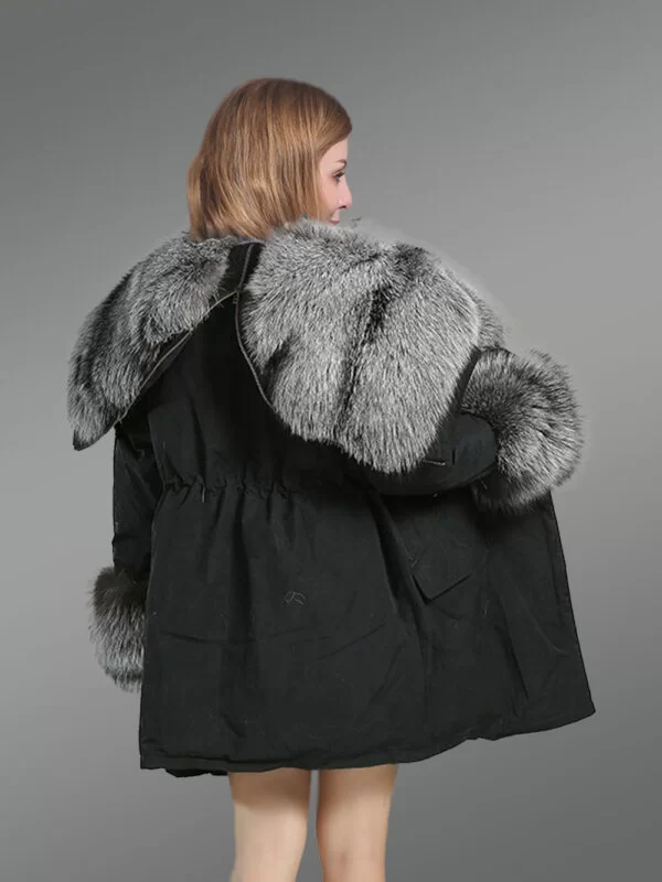 Hybrid Silver Fox Nylon Parka convertible for Women - Image 5