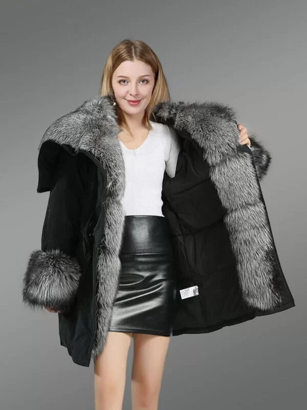 Hybrid Silver Fox Nylon Parka convertible for Women - Image 2