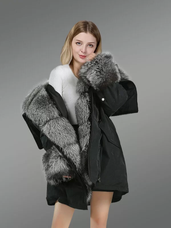 Hybrid Silver Fox Nylon Parka convertible for Women - Image 3