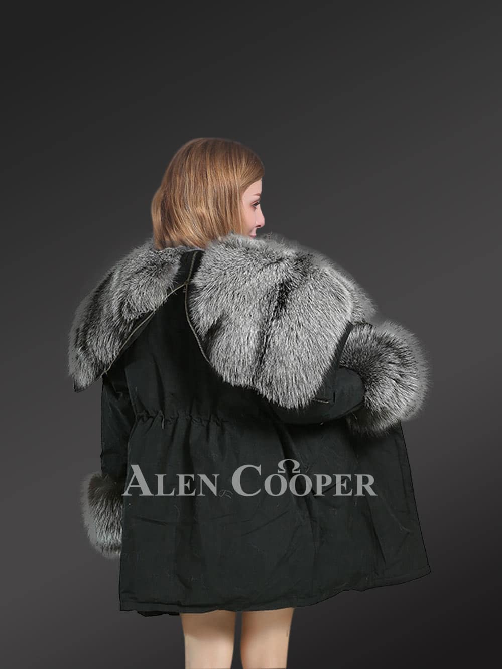 Hybrid Silver Fox Nylon Parka Convertible for Women - Image 5