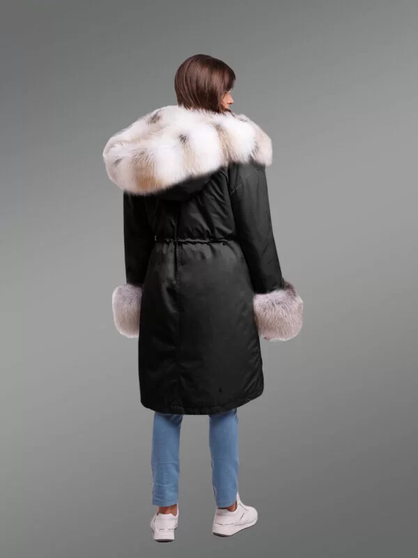 Dressing Code For Ladies with Blue Frost Fox Fur Hybrid Black Parka Convertibles with Fox Liner - Image 6