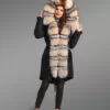 Blue frost fox fur hybrid black parka with rabbit liner convertible