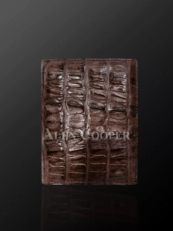 Brown Leather Wallets Made From Original Alligator Skin Plates