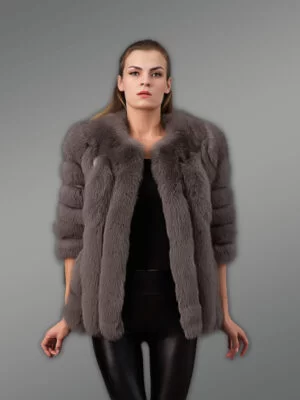 Cedar Brown Fox Fur Coat For Women