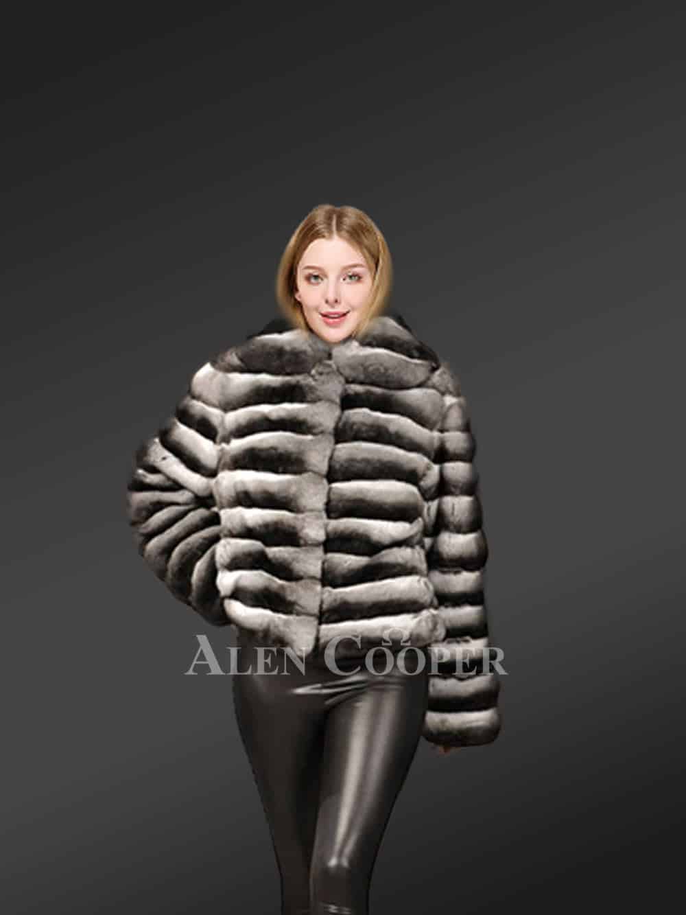 Chinchilla Jacket Women in Baggy Waist-length Style - Image 3