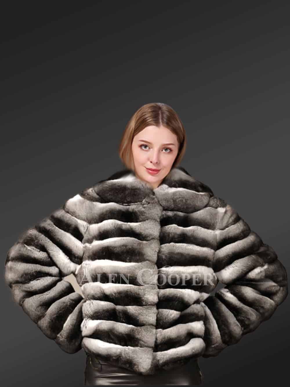 Chinchilla Jacket Women in Baggy Waist-length Style - Image 7