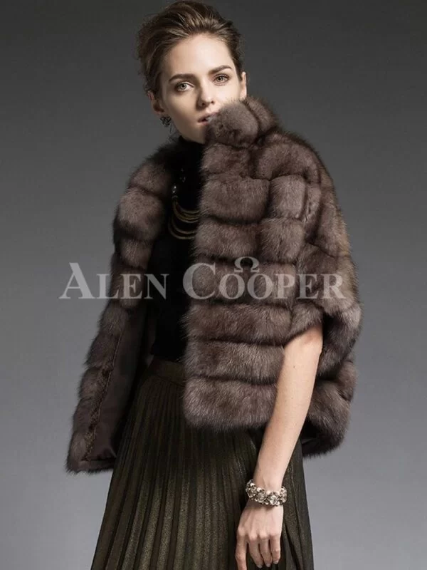 Cropped Russian Sable Fur Coat Jacket Fusing Style With Functionality For Modern Women - Image 2