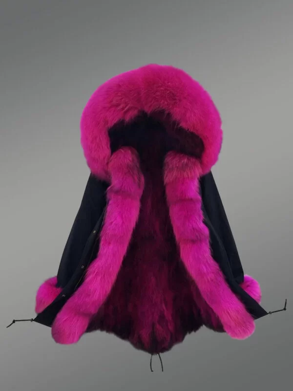 Elegant Fox Fur Parka with Detachable Fox Fur Hood for Women