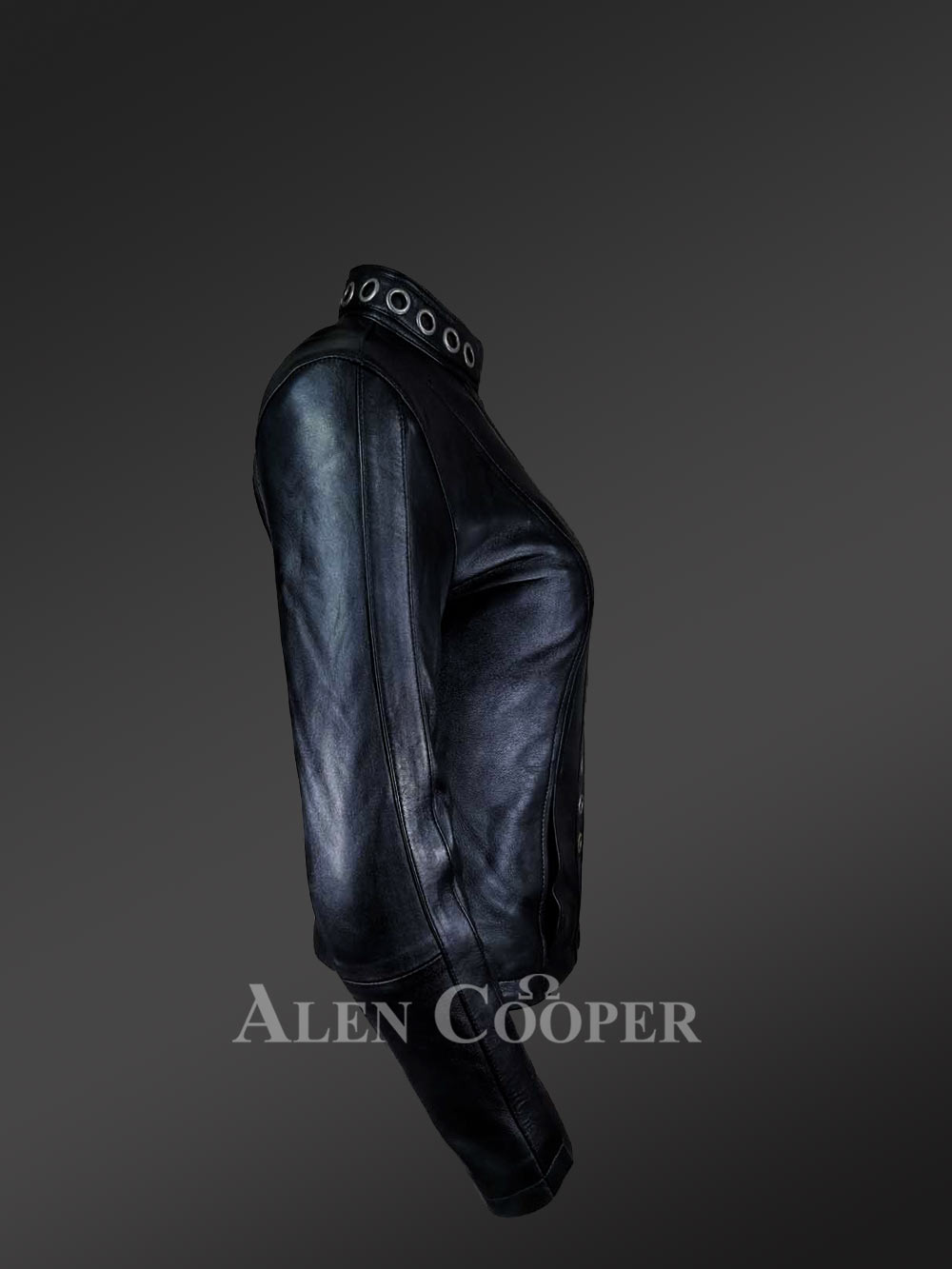 Black Brass Ring Jacket For Women - Image 3