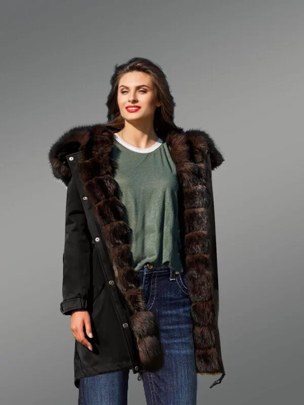 Exotic Arctic Fox Fur Black Parka Convertibles with Fox Liner to Bring Out the Fairy in You