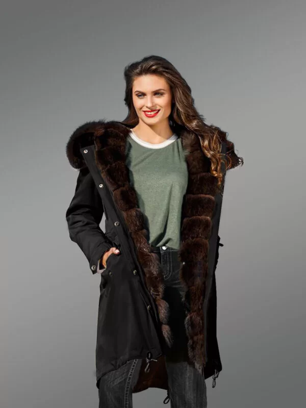 Exotic Arctic Fox Fur Black Parka Convertibles with Fox Liner to Bring Out the Fairy in You - Image 2