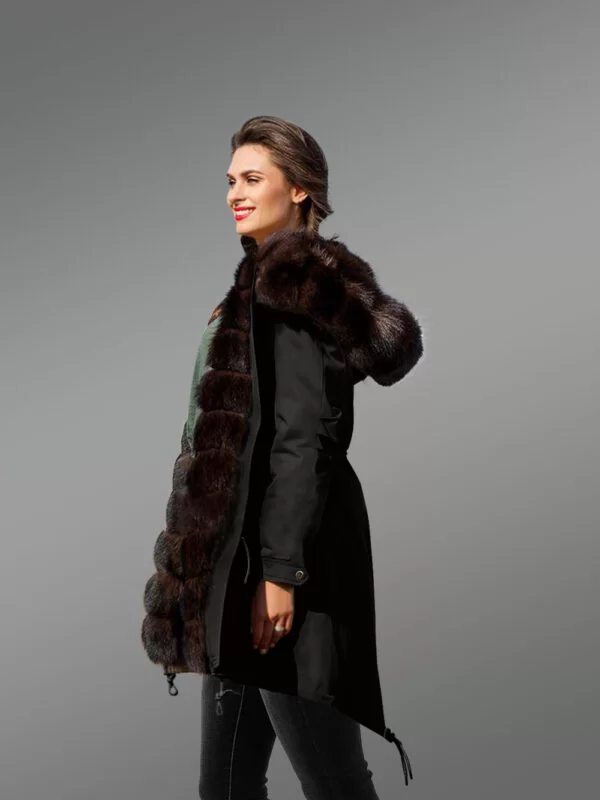 Exotic Arctic Fox Fur Black Parka Convertibles with Fox Liner to Bring Out the Fairy in You - Image 4