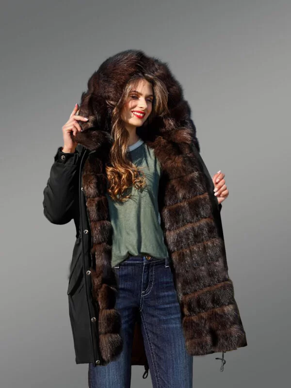 Exotic Arctic Fox Fur Black Parka Convertibles with Fox Liner to Bring Out the Fairy in You - Image 3