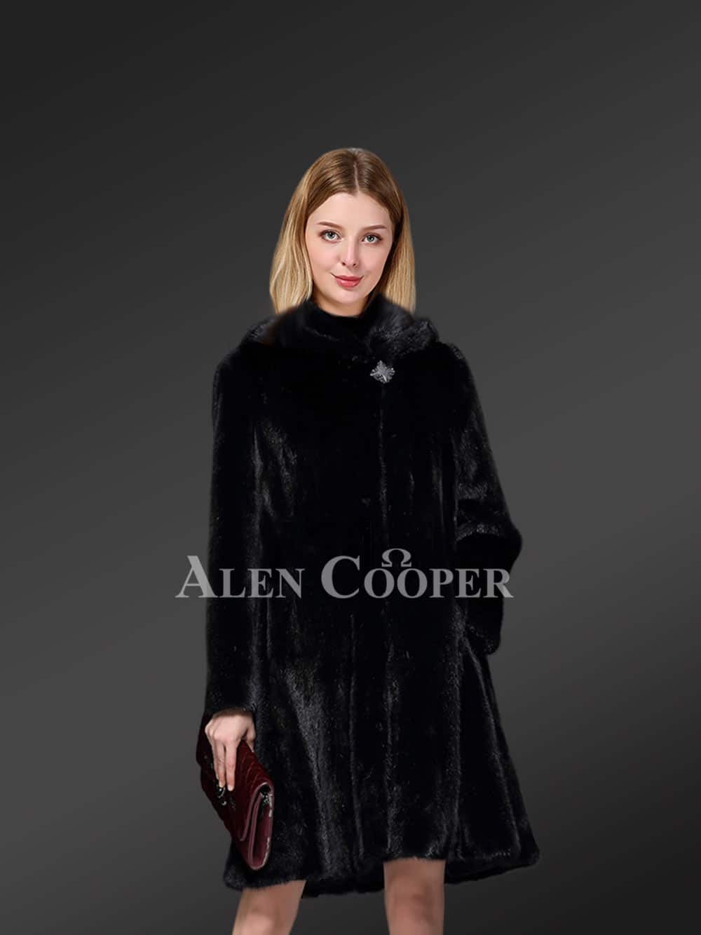 Exotic Black Mink Fur Coat - Image 2