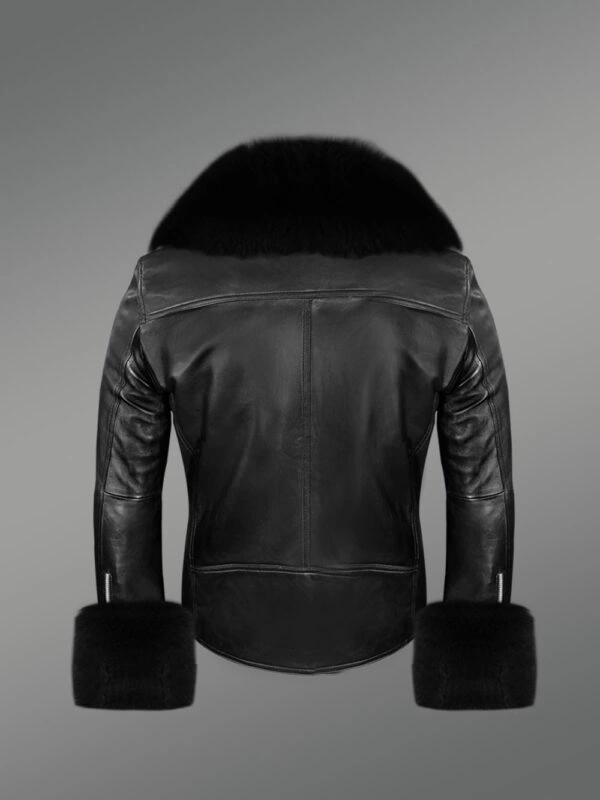 Men’s Premium Leather Jacket with Fur Collar and Handcuffs