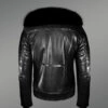 Super Stylish Real Leather Black Biker Jacket with Black Fox Fur