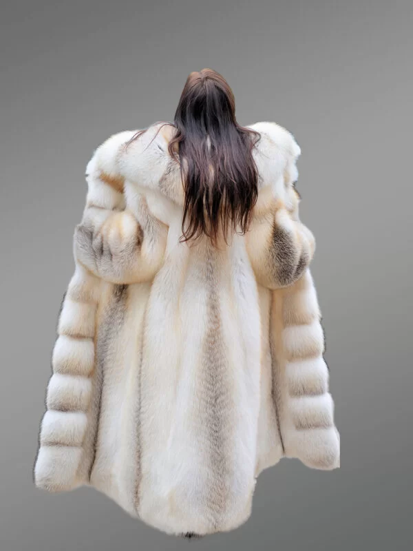 Fox Fur Long Tuxedo Coat for Women - Image 3