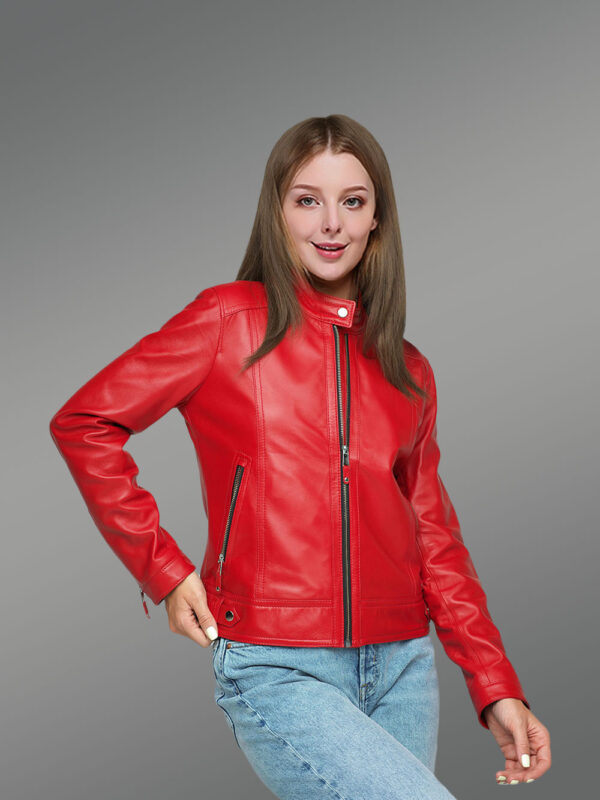 Genuine Leather Jackets in Red for Tasteful Ladies - Image 2