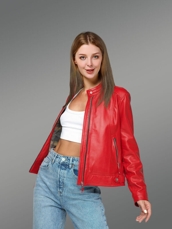 Genuine Leather Jackets in Red for Tasteful Ladies