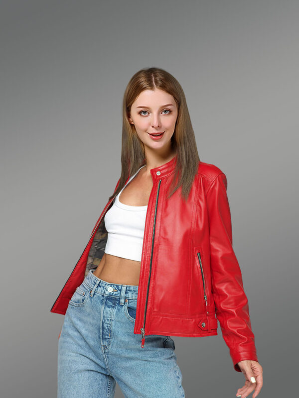 Genuine Leather Jackets in Red for Tasteful Ladies - Image 3