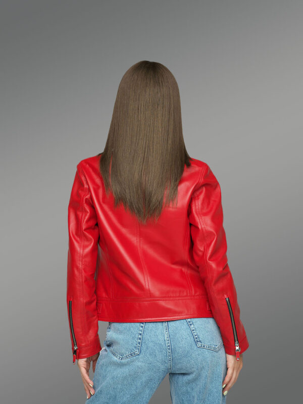 Genuine Leather Jackets in Red for Tasteful Ladies - Image 4