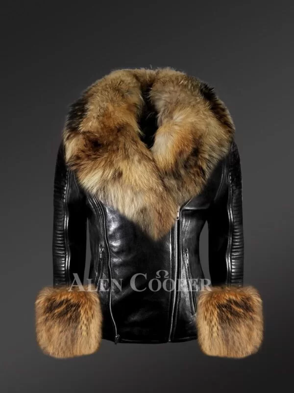 Genuine Leather Jackets with Detachable Fur Collar and Handcuffs - Image 2