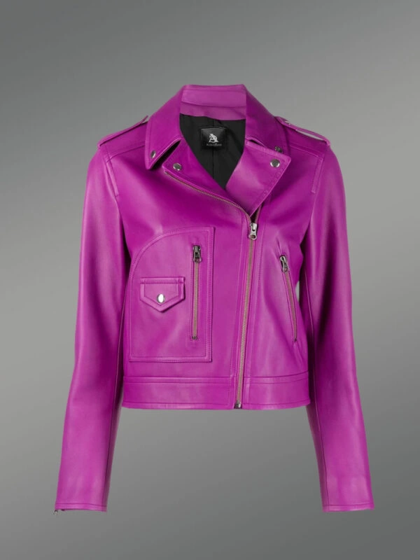 Genuine Leather Jackets in Purple for Tasteful Women - Image 3