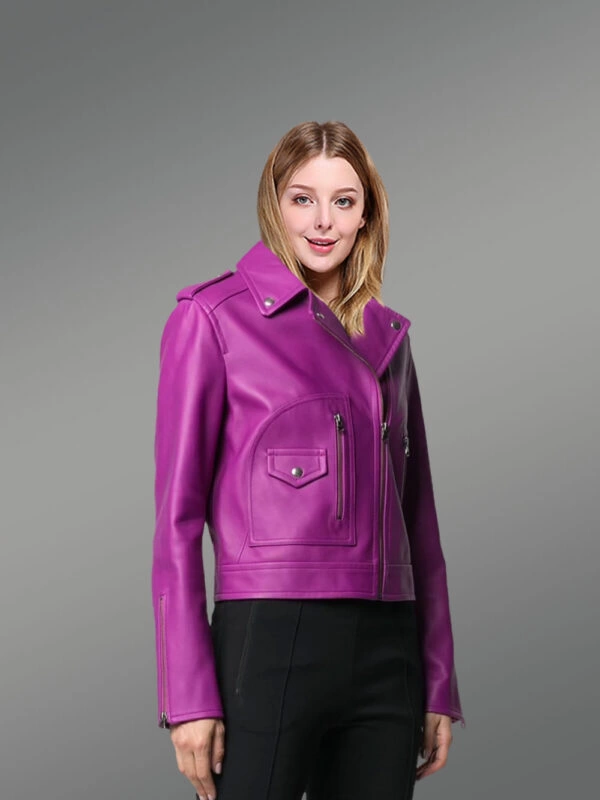 Genuine Leather Jackets in Purple for Tasteful Women - Image 2