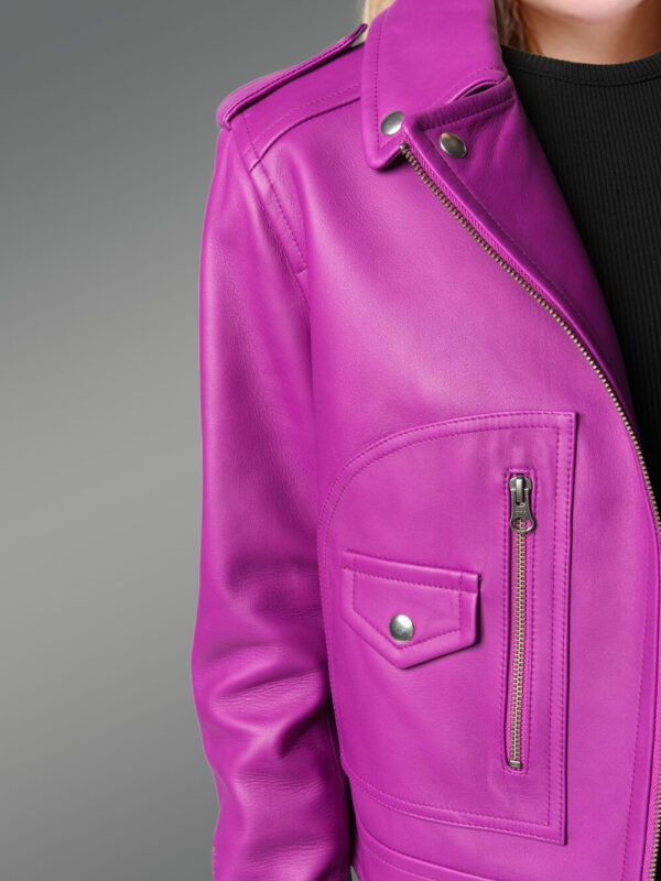 Genuine Leather Jackets in Purple for Tasteful Women - Image 4