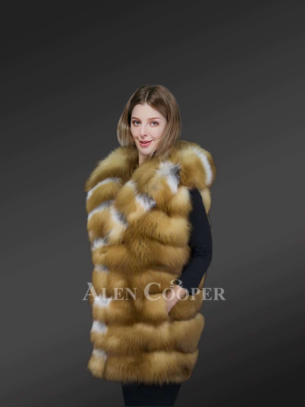 Original Fox Fur Vest for Women with Luxurious Collar - Image 2