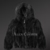 Kids Rabbit Hooded Bomber in Black