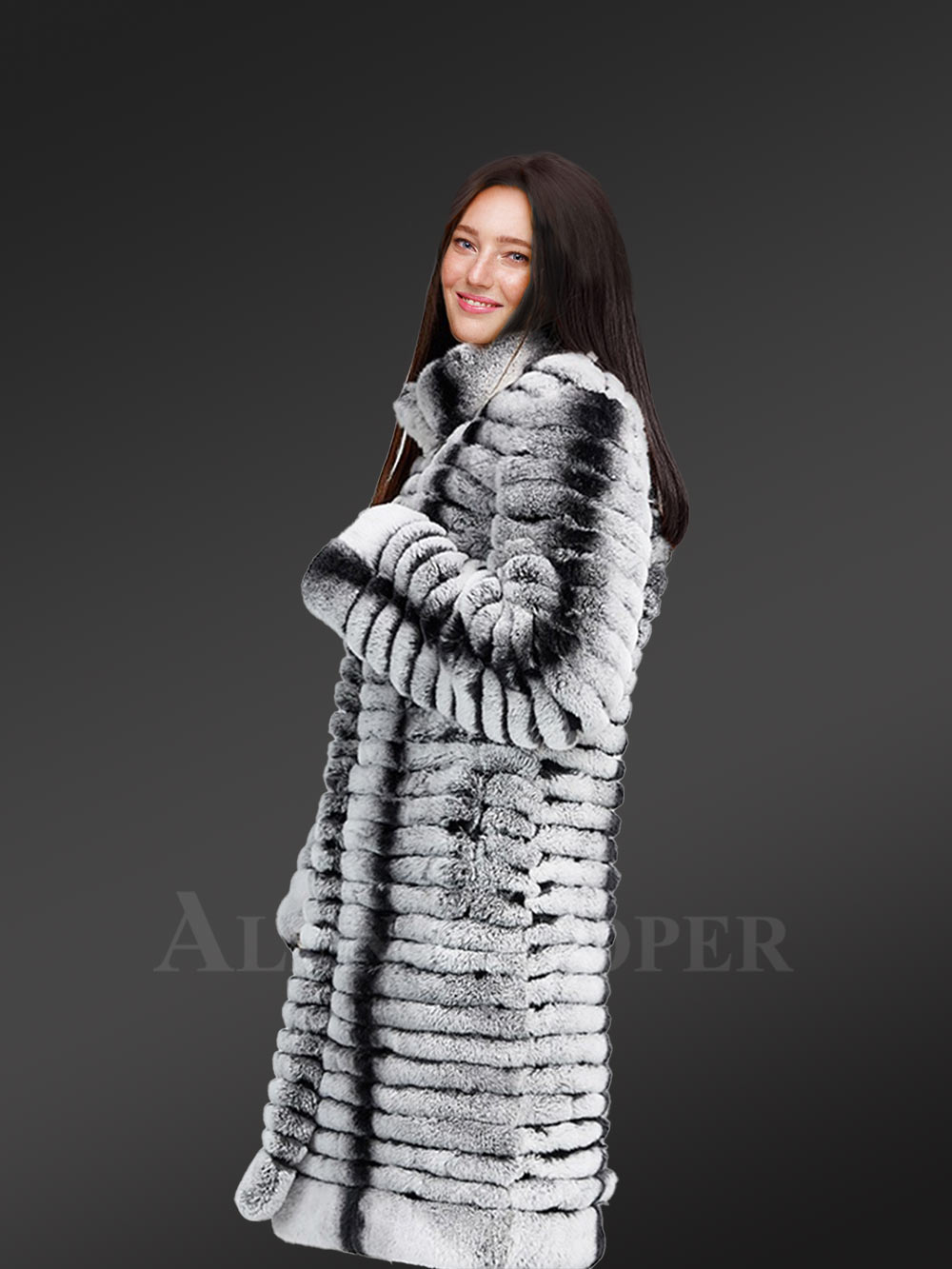 Long Rex Rabbit Fur Coat Boosting Your Elegance in Cushy Warmth - Image 5