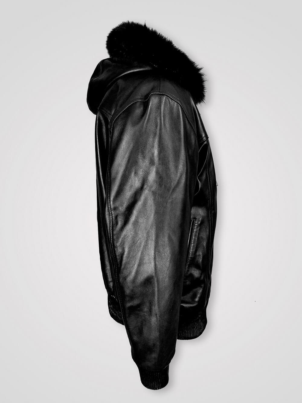 Men's Zipout Hooded Bomber with Fox Fur Trim - Image 4