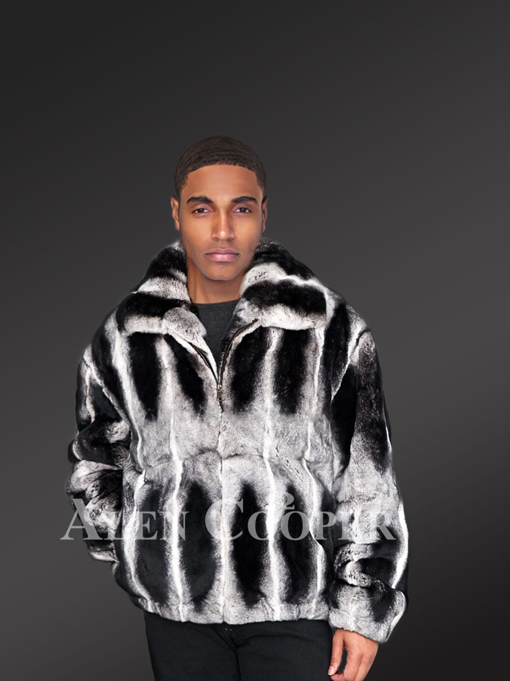 Rabbit Fur Bomber Jacket with Adjustable Wrist and Hem - Image 3