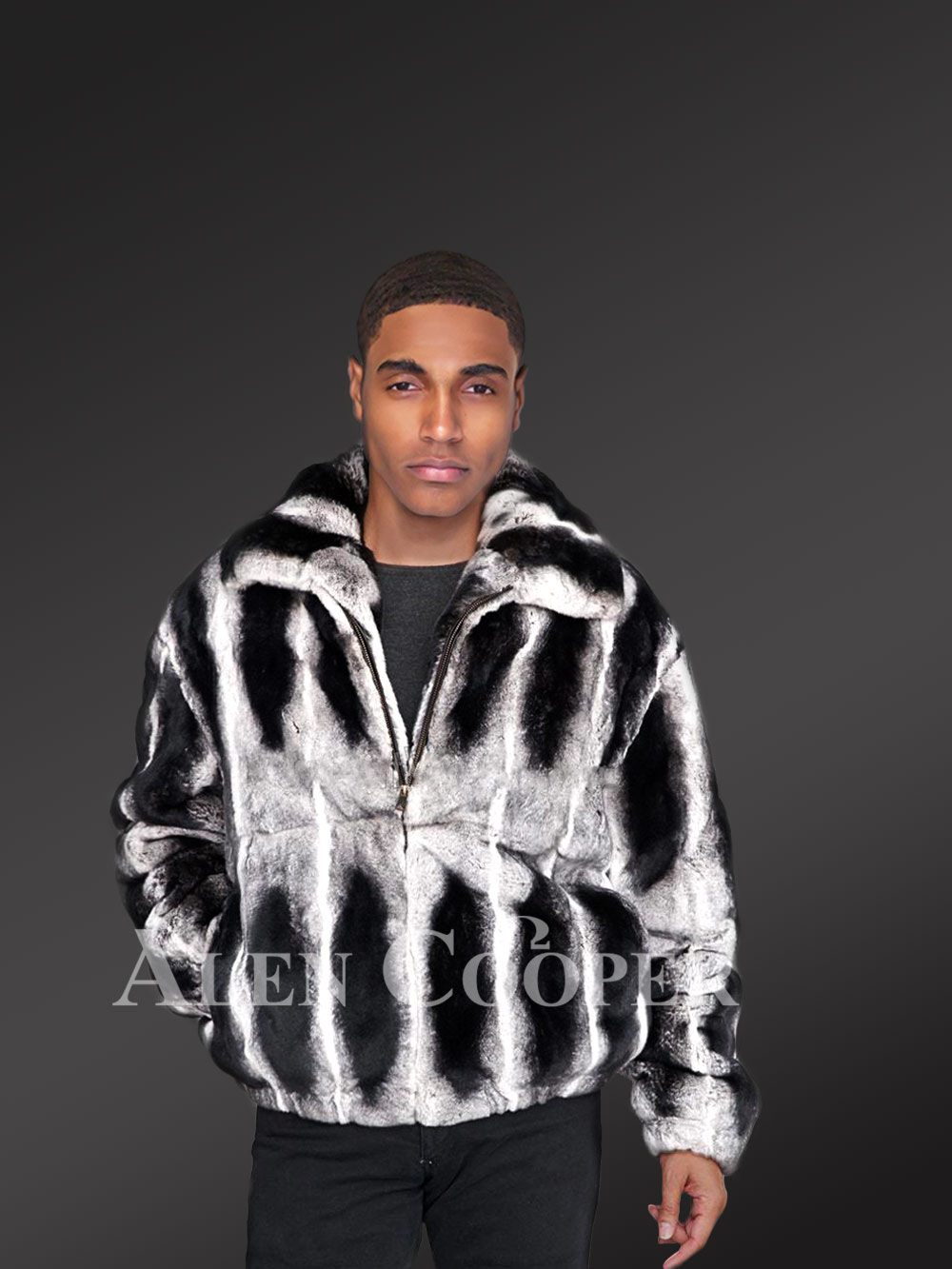Rabbit Fur Bomber Jacket with Adjustable Wrist and Hem - Image 4