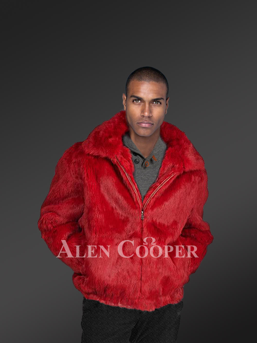 Natural Rabbit Fur Bomber with Zip-Up Front - Image 6
