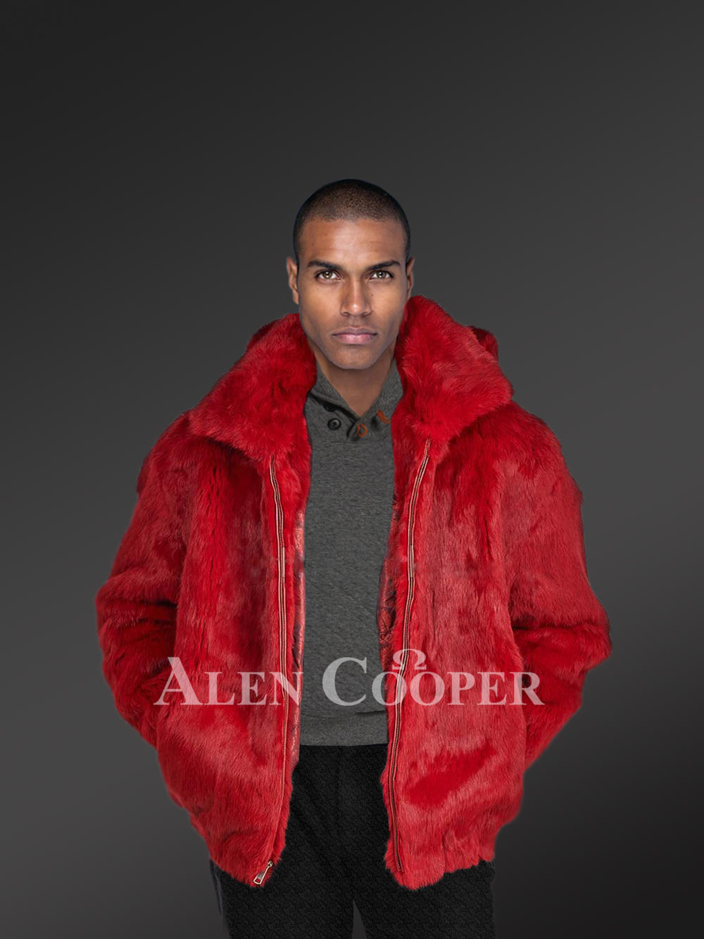 Natural Rabbit Fur Bomber with Zip-Up Front - Image 3