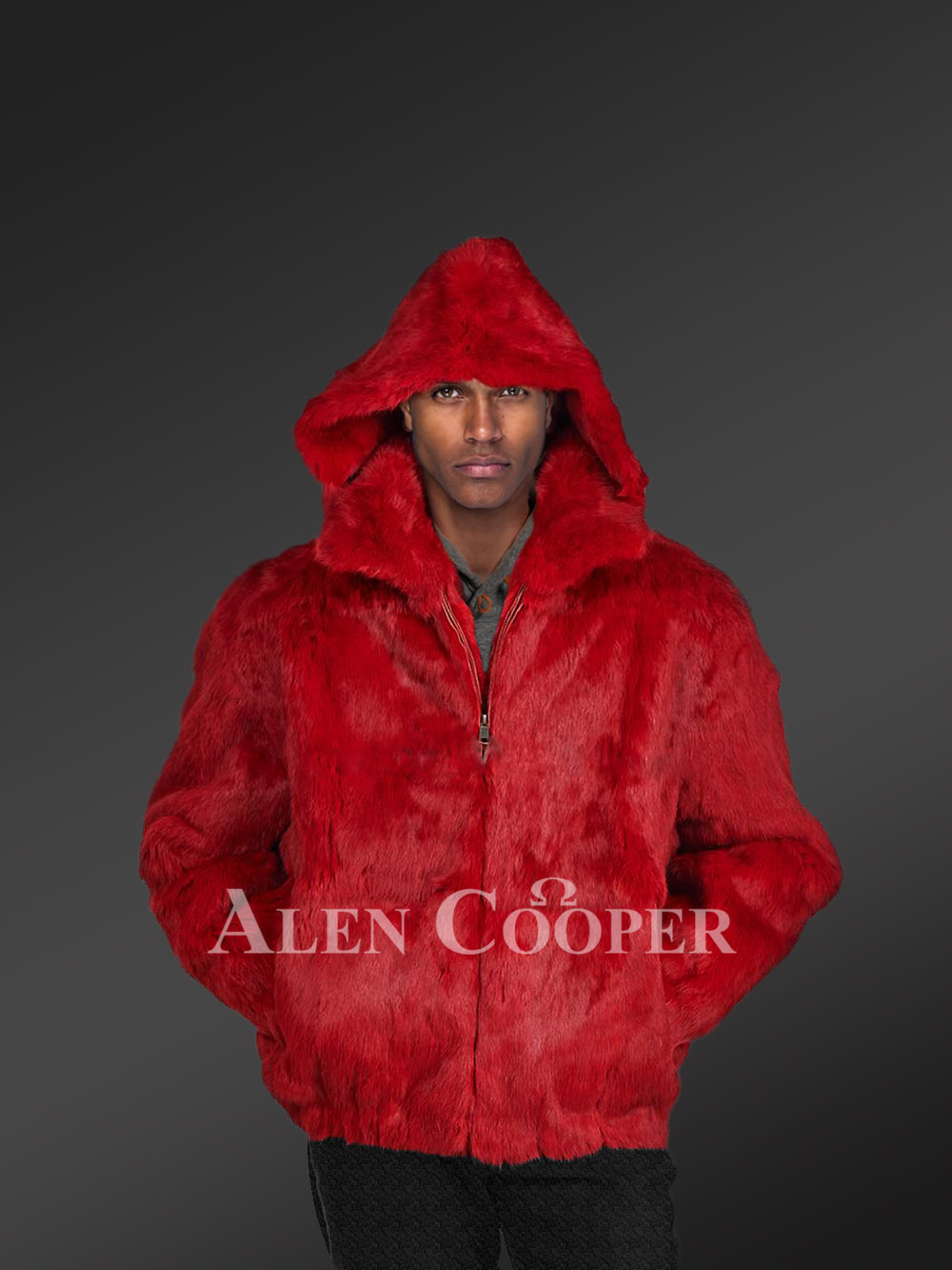 Natural Rabbit Fur Bomber with Zip-Up Front - Image 4