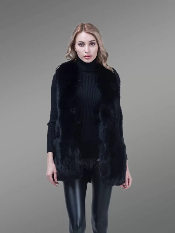 Mid-Length Genuine Fox Fur Winter Vest