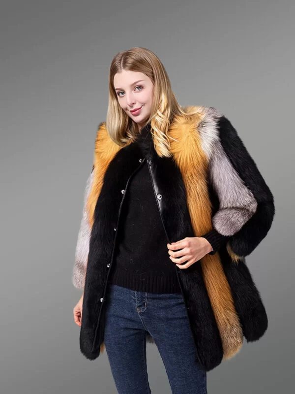 Mid-Length Straight Real Fox Fur Warm Winter Coat for Women - Image 2