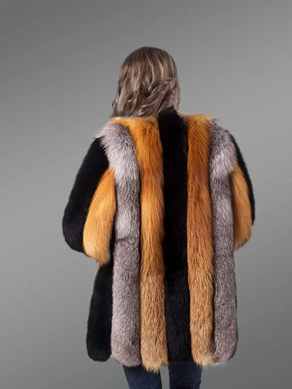 Mid-Length Straight Real Fox Fur Warm Winter Coat for Women - Image 5