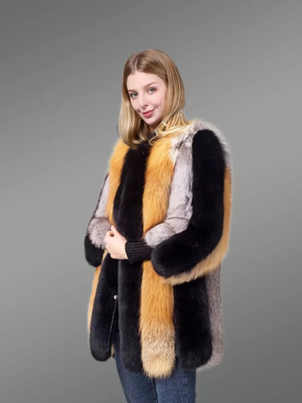 Mid-Length Straight Real Fox Fur Warm Winter Coat for Women - Image 3