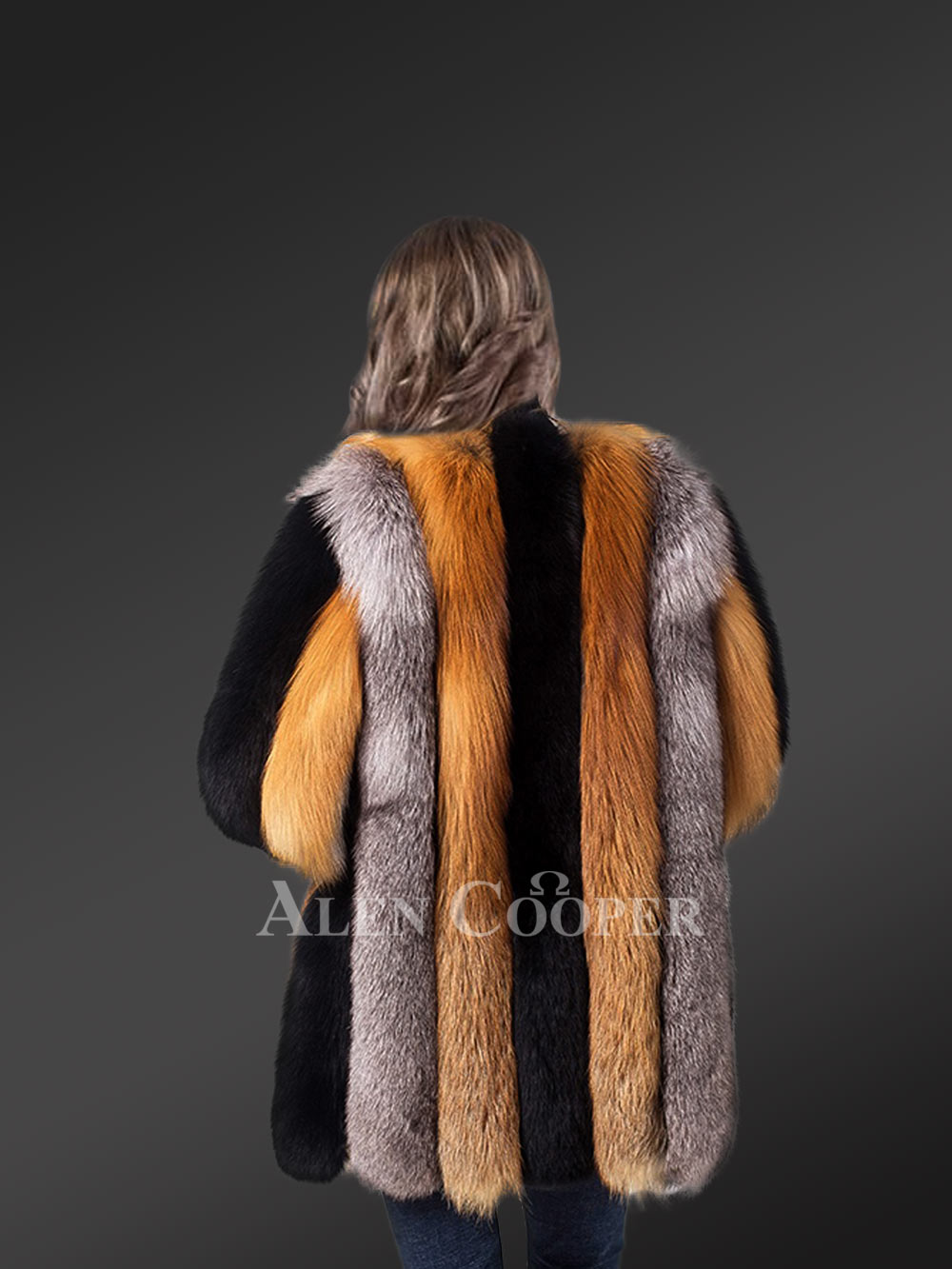 Mid Length Fox Fur Coat for Women with Button Closing - Image 4