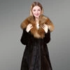 Mink Fur Coat With Red Fox Fur Hood