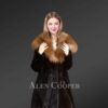 Black Mink Fur Coat with Fox Fur Lapel