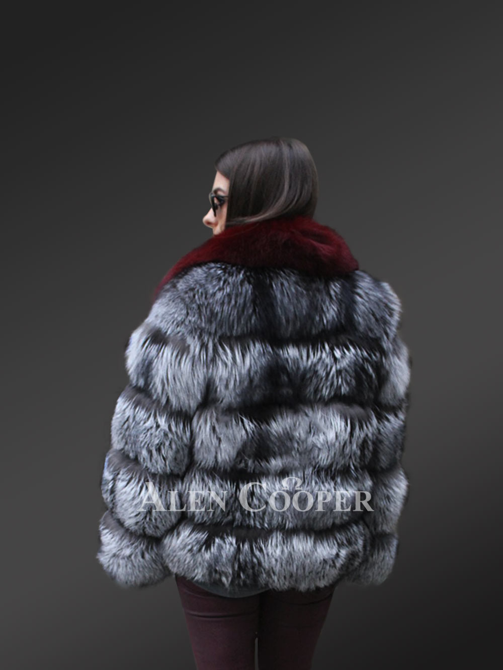 Multi Color Shawl Shoulder Real Fox Fur Winter Coat for Women - Image 6