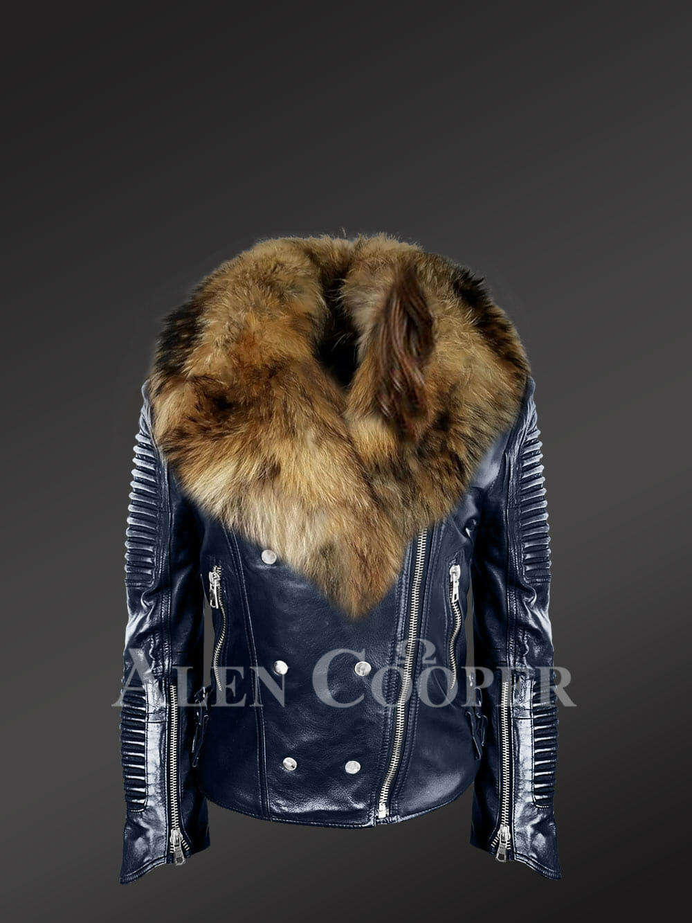 Biker Jacket With Fur And Piping - Image 3