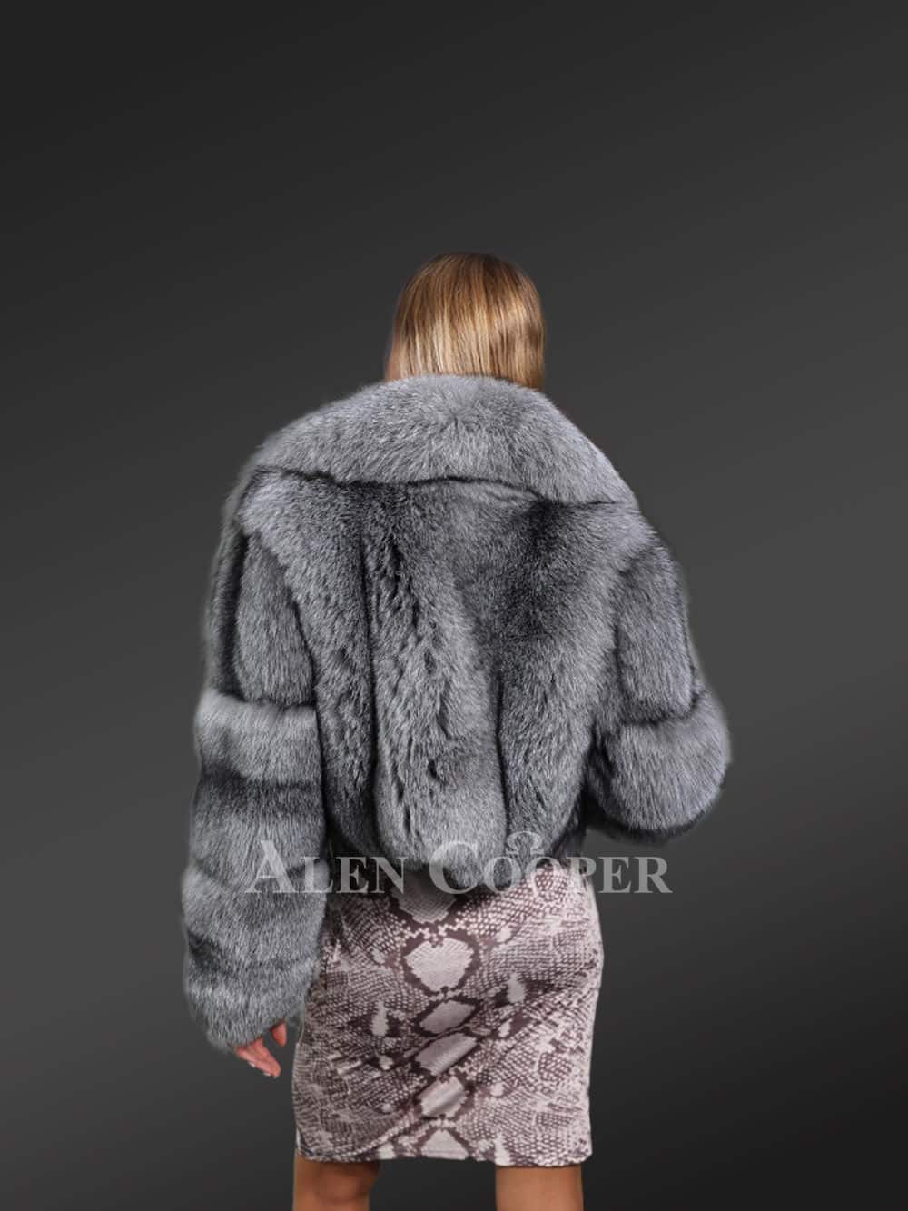 Premium Silver Fox Fur Crop Coat - Image 9